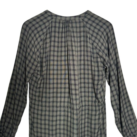 Rails Womens Small Bella Tie Waist Dress Olive Iron Check Button Up Long Sleeve - Picture 9 of 14